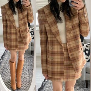 Margaux Blazer and Classic Mini Skirt Wilfred Aritzia Maxine Oxford Tan/Savil